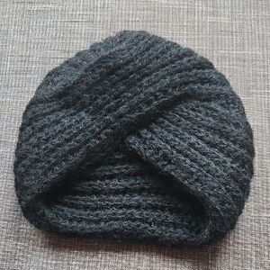 Vintage Made In Italy Black Wool Knit Turban Hat